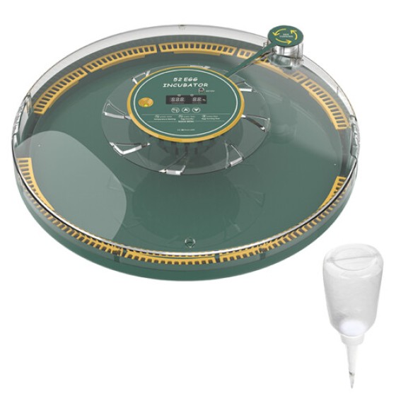 52個卵インキュベーター 自動回転、湿度・温度表示、デュアル電源